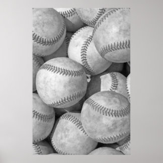 Poster Artwork unique de baseball noir et blanc
