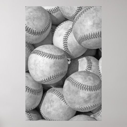 Poster Artwork unique de baseball noir et blanc (Devant)