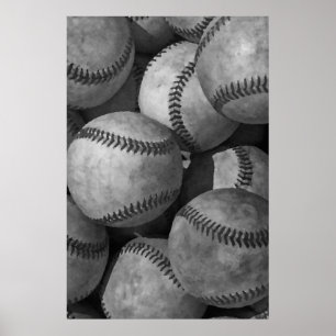 Poster Artwork unique de baseball noir et blanc