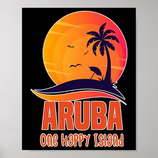 Poster Aru One Île Heureuse Belle Plage de Coucher de Sol (Devant)