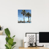 Poster Aruba Ocean Vue Palm Trees et Plage Palapa Huts (Bureau à domicile)