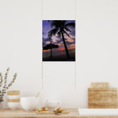 Poster Aruba, silhouette de palmier et palapa (Cuisine)