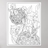 Arum Lys et Feuilles Mandala Coloriage Adulte