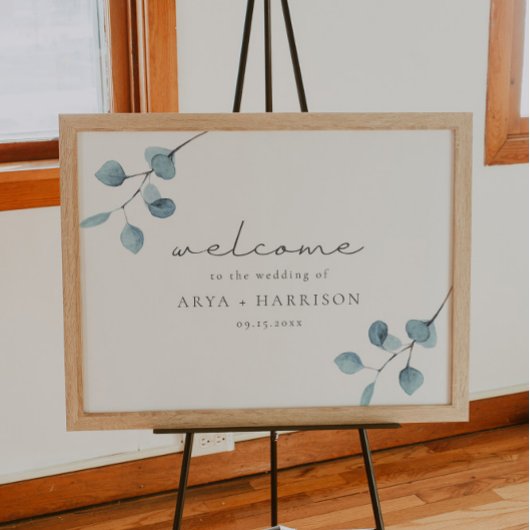 Poster ARYA Rustic Eucalyptus Mariage de verdure Bienvenu