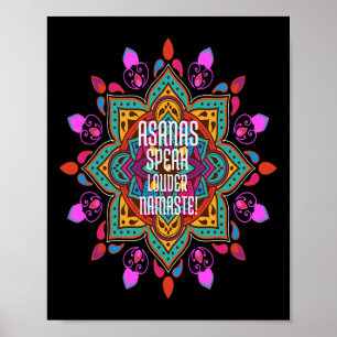 Poster Asanas Coulent Plus Fort Avec Namaste Mandala Vibr