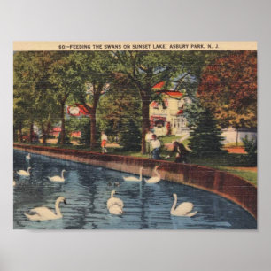 Poster Asbury Park, New Jersey, Feeding the Swans, années
