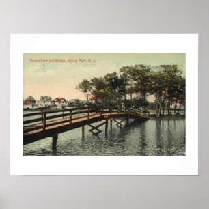 Poster Asbury Park NJ Sunset Lake Bridge 1914 Inspiré