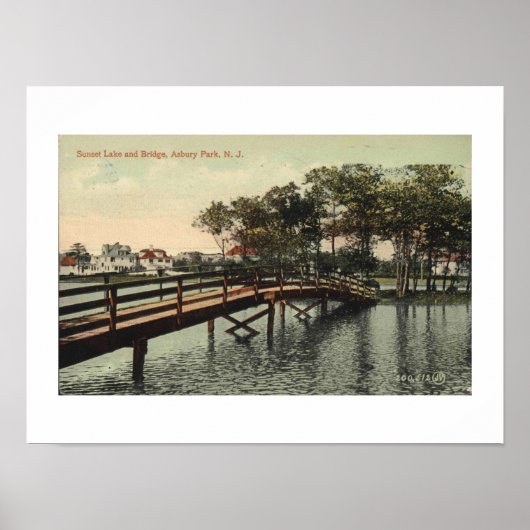 Poster Asbury Park NJ Sunset Lake Bridge 1914 Inspiré (Devant)