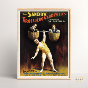 Poster Ascenseur Circus Strongman Sandow Trocadero Vaudev