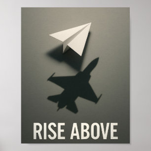 Poster Ascension Motivationnelle Avion en Papier Jet Ombr
