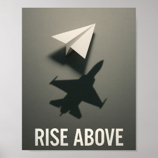 Poster Ascension Motivationnelle Avion en Papier Jet Ombr
