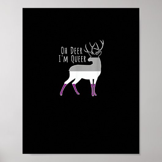 Poster Asexual Flag Oh Deer Queer Pride Funny LGBT Design (Devant)