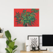 Poster Ash-Tree, Art Floral Feuille D'Été, Vert Rouge (Bureau à domicile)