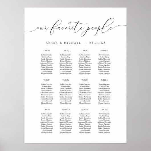 Poster ASHER Elegant Calligraphie Script Mariage Siège (Devant)