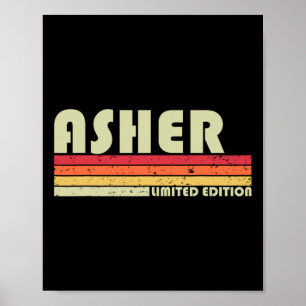 Poster Asher Nom cadeau Personnalisé Funny Retro Vintage