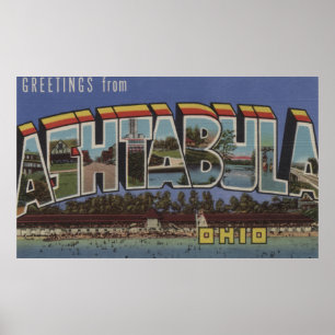 Poster Ashtabula, Ohio - grandes scènes de lettre
