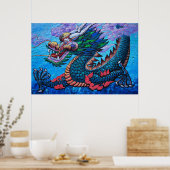 Poster Asian Chinese Colourful Dragon Print (Cuisine)