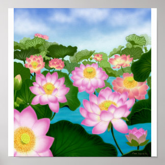 Poster asiatique Lotus Garden