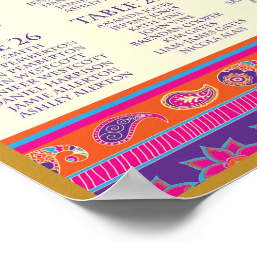 Poster Asiatique - Mariage - Henné - Plan de siège de tab (Coin)