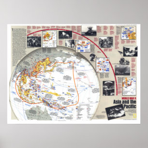 Poster " Asie : 1937/45 - Carte d'histoire de la guerre d