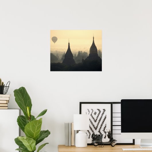 Poster Asie, Birmanie, (Myanmar), Pagan (Bagan) Hot Air (Bureau à domicile)