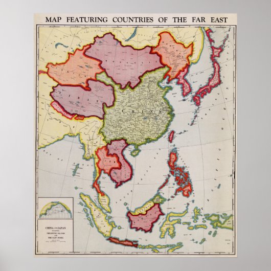 Poster Asie de l'EstCarte panoramiqueAsie de l'Est (Devant)