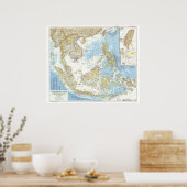 Poster " Asie du Sud-Est : 1955 Carte détaillée ... (Cuisine)