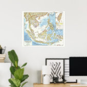 Poster " Asie du Sud-Est : 1955 Carte détaillée ... (Bureau à domicile)