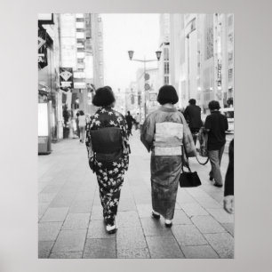 Poster Asie, Japon, Tokyo. Geishas sur la Ginza.