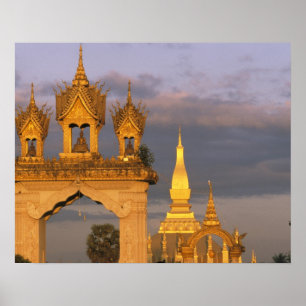 Poster Asie, Laos, Vientiane. Ce temple de Luang.
