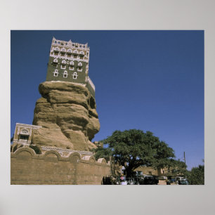 Poster Asie, Yémen, Wadi Dhar. Palais de roche, ou Dar Al