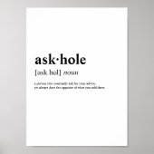 Poster Askhole - Signification du dictionnaire (Devant)