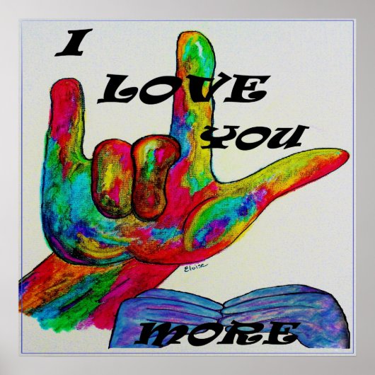 Poster ASL American Sign Language JE VOUS AIME PLUS (Devant)