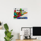 Poster ASL American Sign Language JE VOUS AIME PLUS (Bureau à domicile)