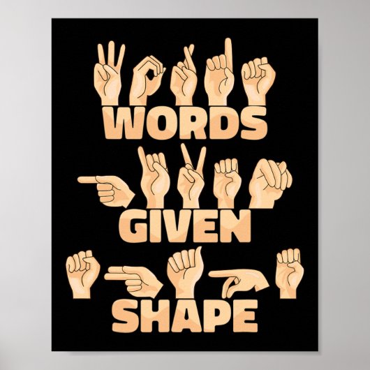 Poster Asl American Sign Language Words Given Shape  (Devant)