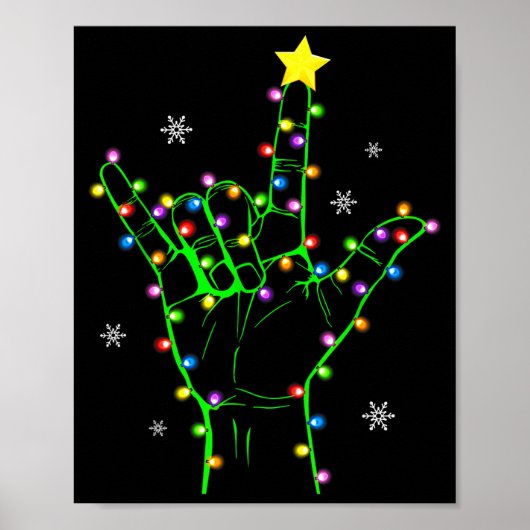 Poster Asl Christmas Christmas Tree Lights American Sign (Devant)