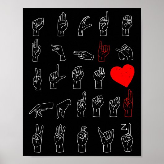 Poster ASL Enseignant Alphabet Langue Chanter Américaine  (Devant)