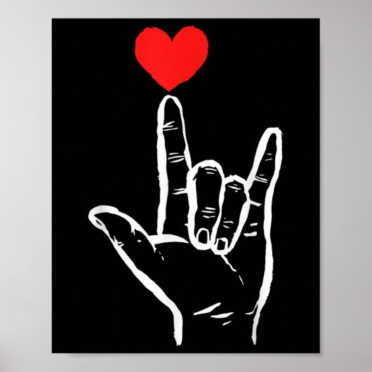 Poster Asl I Love You Hand Heart American Sign Language V (Devant)
