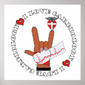 Poster ASL I Love You HAND Sign- I LOVE CARDIOLOGIE POSTE (Devant)