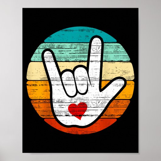 Poster Asl I Love You, Sign Language Heart Love Valentine (Devant)