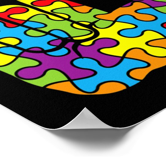 Poster ASL Love Langue des signes Autistique Puzzle Autis (Coin)