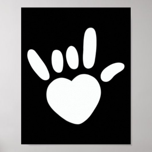 Poster Asl Love Sign American Sign Language Deaf Awarenes (Devant)