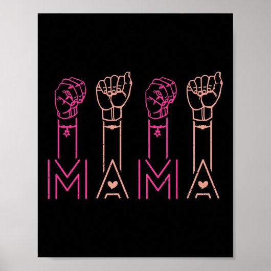 Poster Asl Mama American Sign Language Deaf Awareness Sup (Devant)