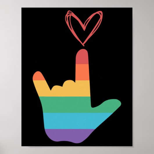 Poster Asl Rainbow Love Symbol Deaf  (Devant)