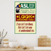 Poster ASL Rules of the Road. Une affiche. (Cuisine)