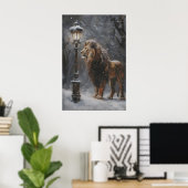 Poster Aslan Lamppost Narnia Art Poster, Lion Printable (Bureau à domicile)