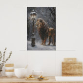 Poster Aslan Lamppost Narnia Art Poster, Lion Printable (Cuisine)