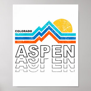 Poster Aspen colorado co montagne ski vintage 80s