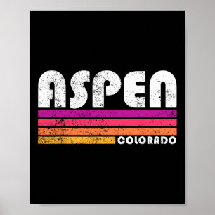 Poster Aspen Colorado Co Ski alpin Montagne Vintage 80s A
