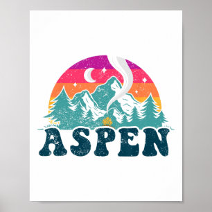 Poster Aspen Colorado Co Ski de montagne Vintage 80s Aspe
